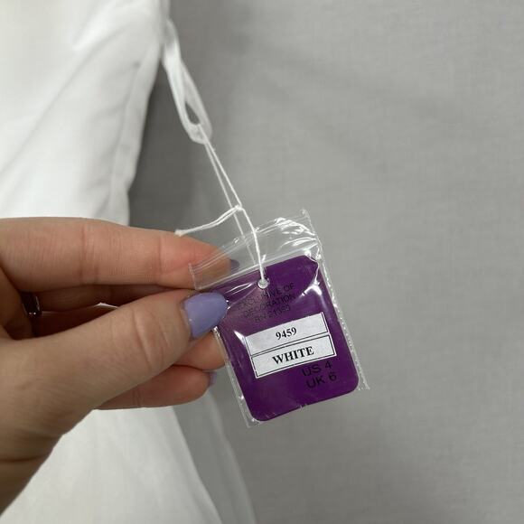 Morilee Satin Tulle Mini Dress Womens 4 White Fit & Flare Bridal Cocktail Formal - Picture 4 of 15